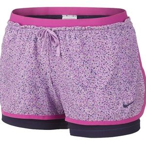 Nike | lilac / deep purple full flex 2 in 1 splatter training shorts | Sz M